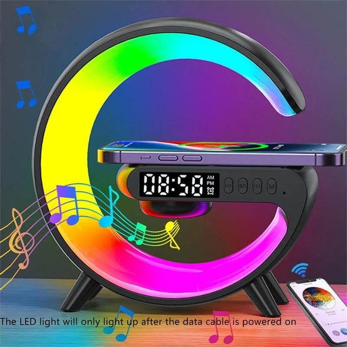 Wireless Charging Stand with RGB Light, Built-in Alarm & Speaker